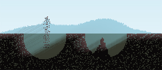 Lit and shadowed dirt and water pixels